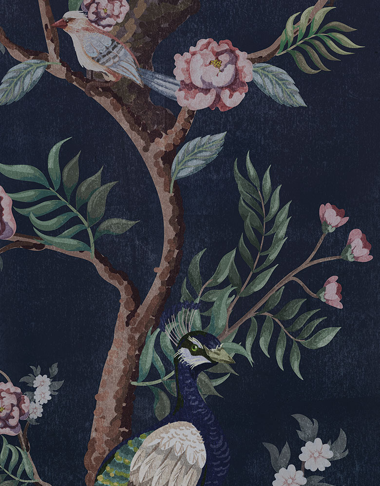 Blue Beautiful Chinoiserie Wallpaper pattern image