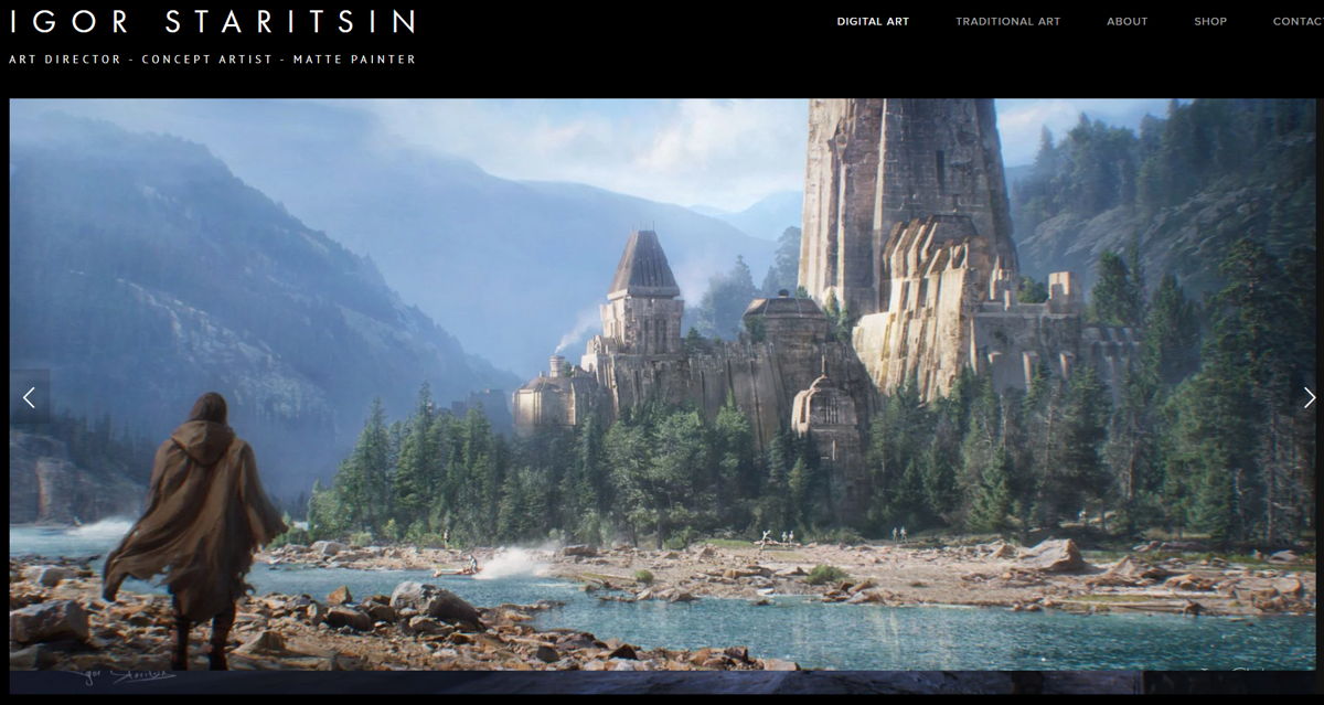 Screenshot of Igor Staritsin, from the concept art portfolios collection.