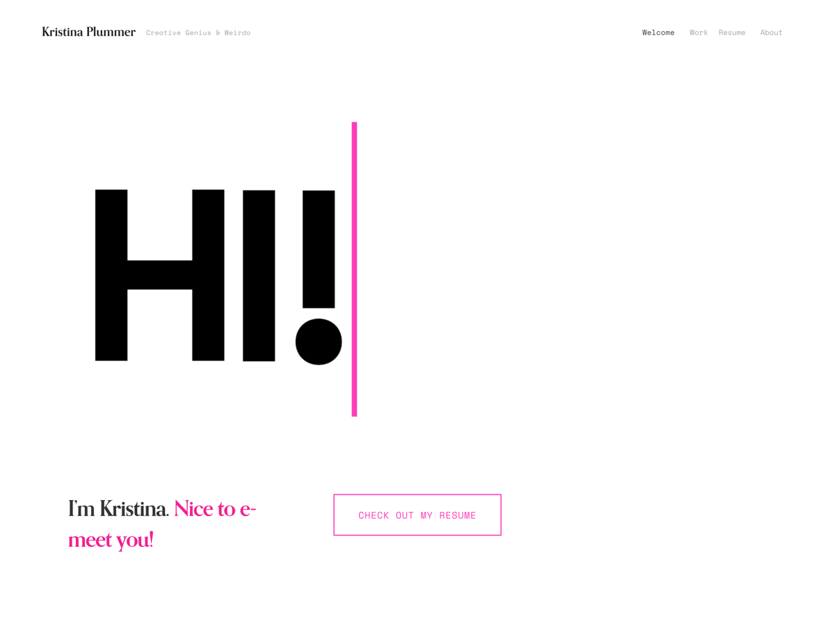 Screenshot of Kristina Plummer, from the personal websites collection.