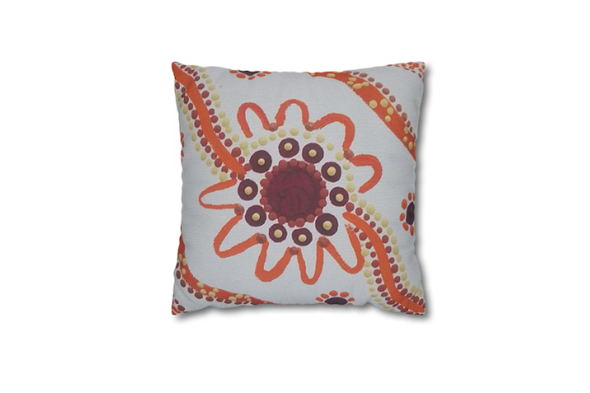 Boho Floral Throw Pillow, Decorative Poly Canvas Cushion