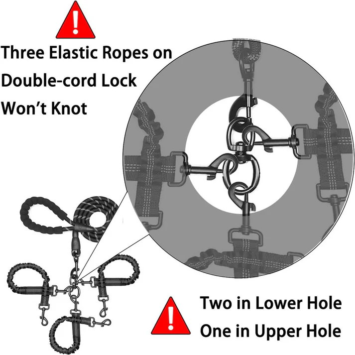 3-in-1 Tangle-Free Dog Leash for 1-3 Dogs - Heavy Duty Bungee Coupler with Reflective Stitching & Padded Handle - Image 11