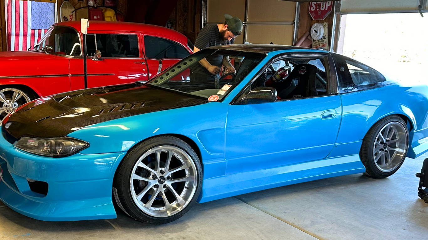 Nissan S13 finished in Oahu Blue — glamour shot
