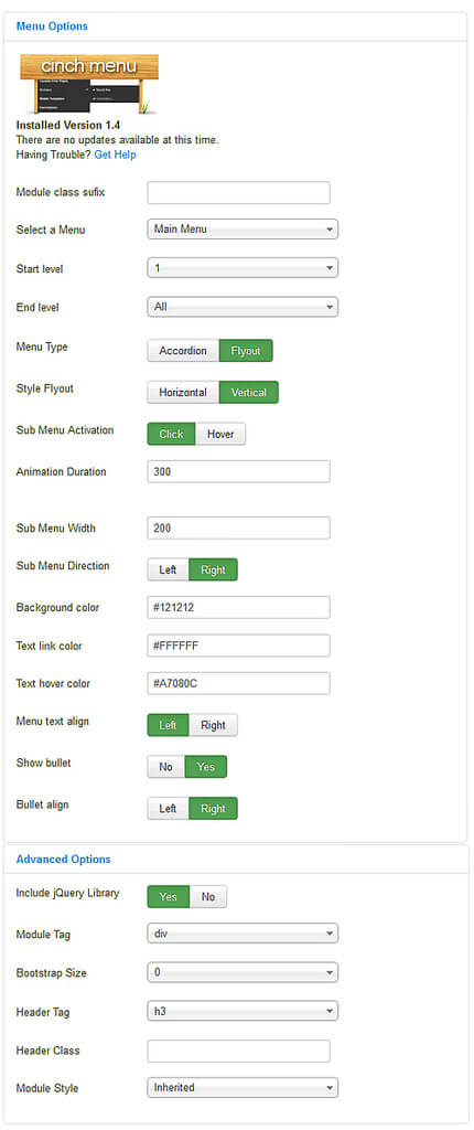 Cinch Menu - полезный модуль для отображения меню в Joomla