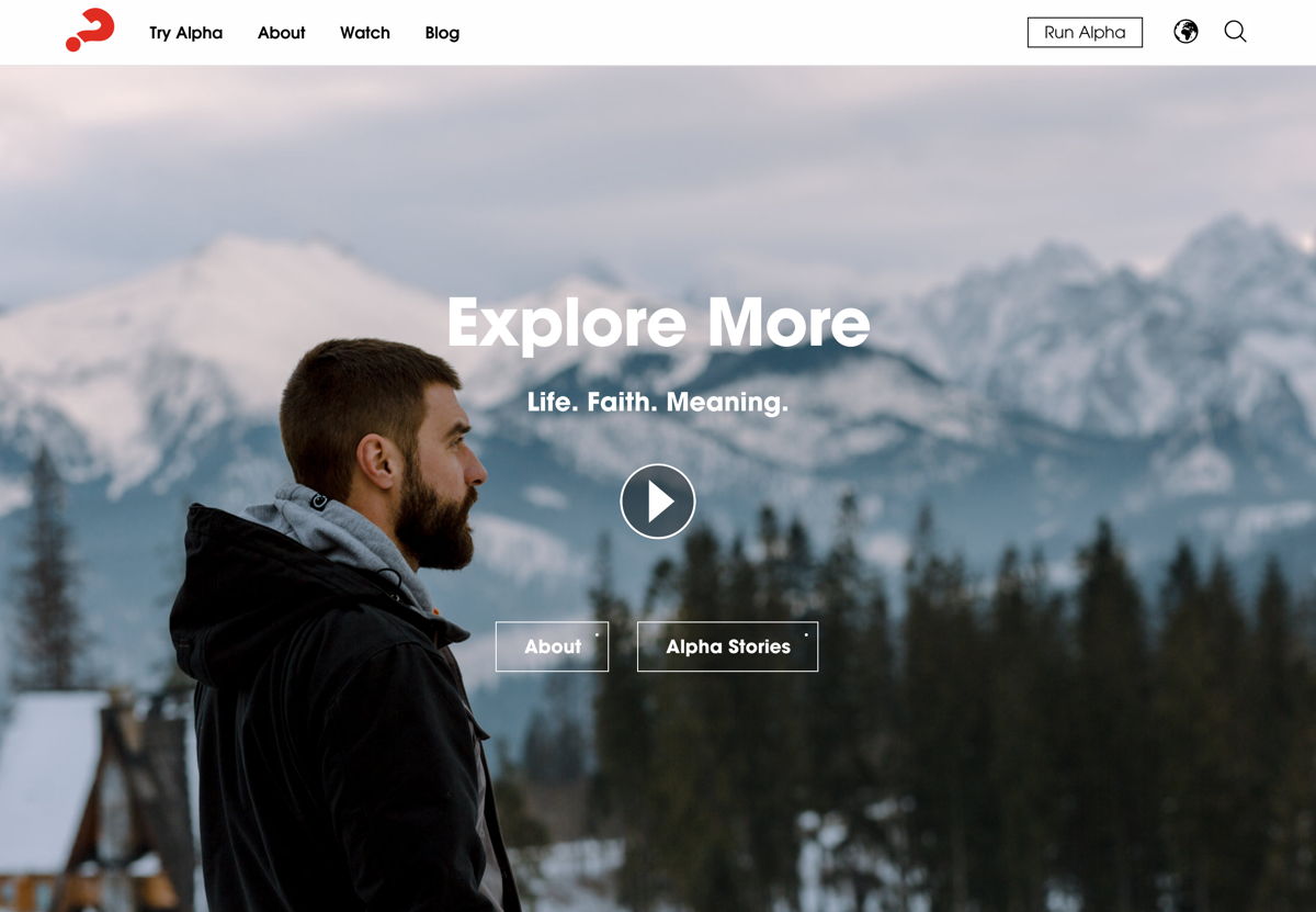 Screenshot of Try Alpha, from the nonprofit & charity websites collection.