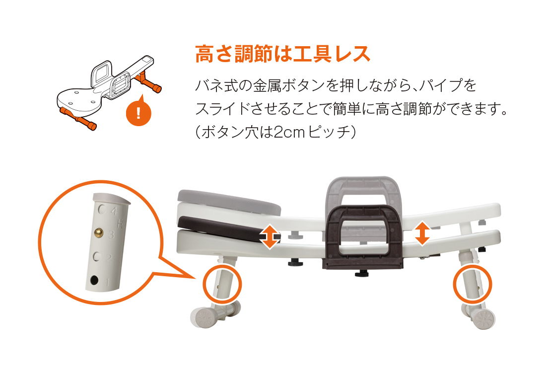 高さ調節は工具レス