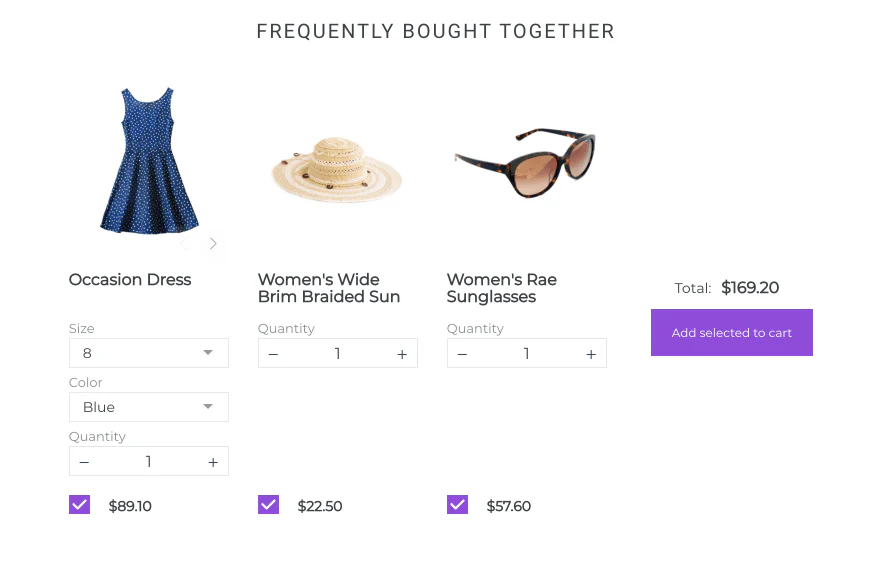Frequently bought together shopify product bundle