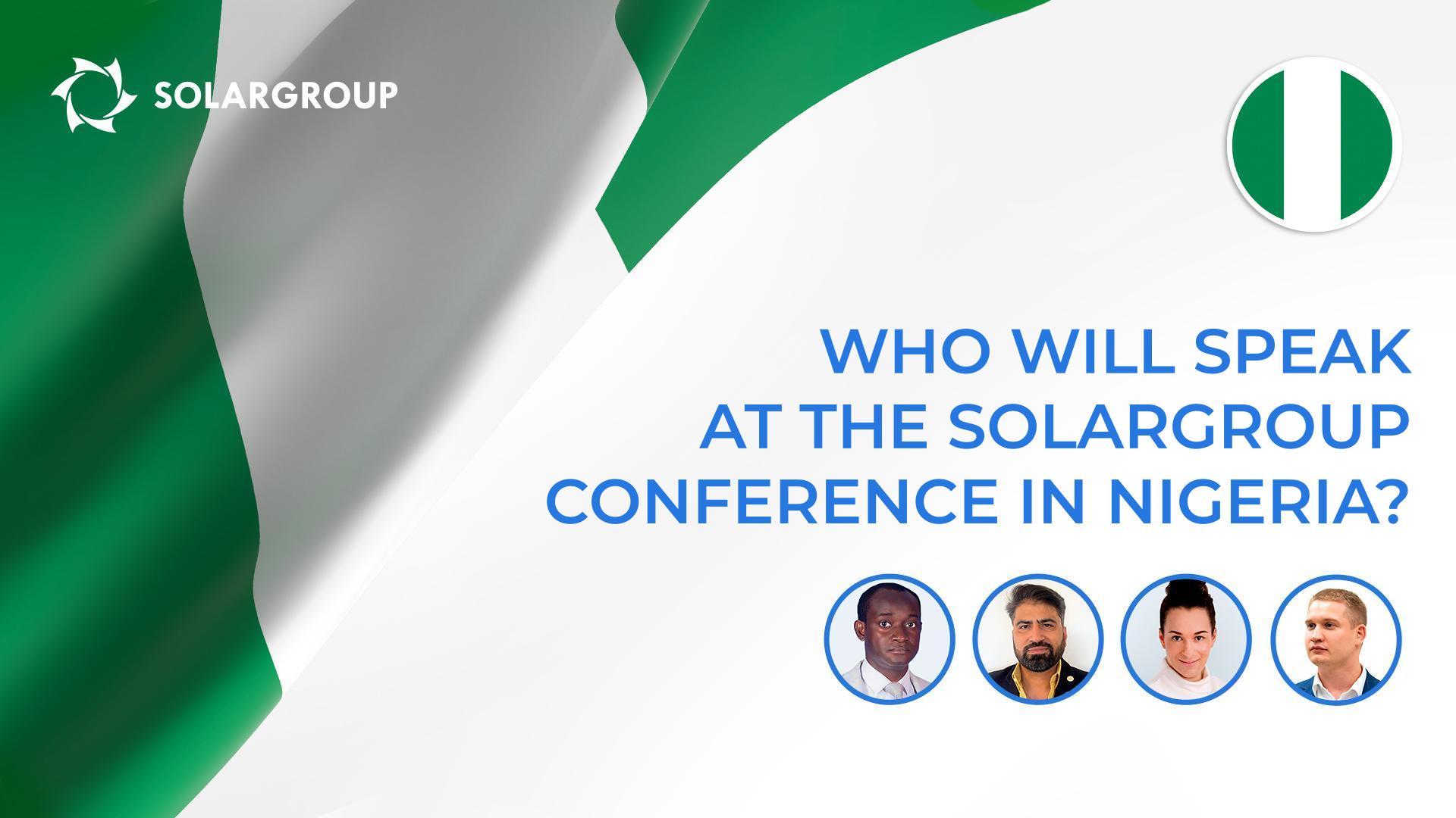 Who will speak at the SOLARGROUP conference in Nigeria?