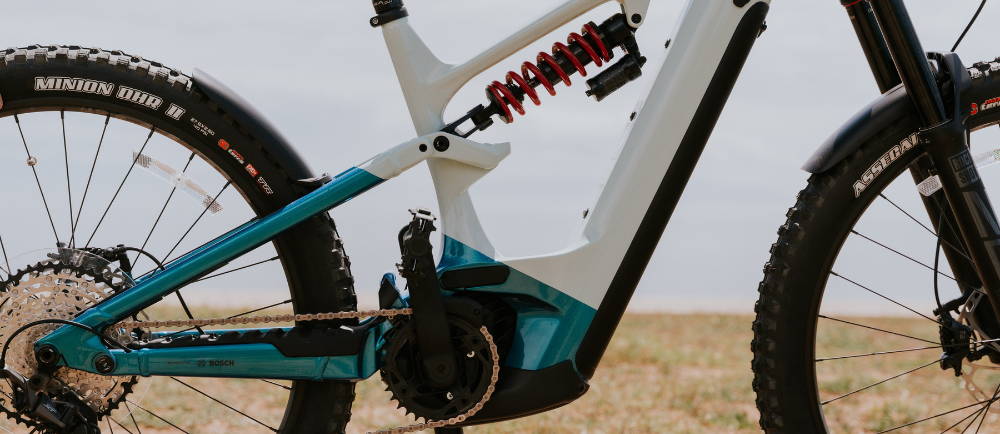A close up of an e-MTB
