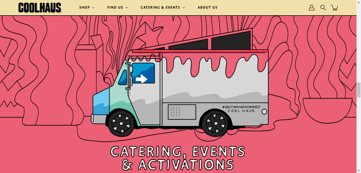 Screenshot of Cool Haus, from the food truck websites collection.