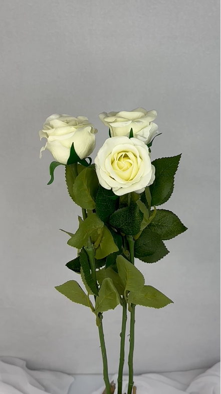Bridal White Half Bloom Real Touch Rose - Realistic Artificial Flowers - Image 4