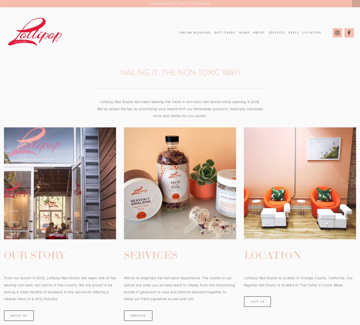 Screenshot of Lollipop Nail Studio , from the nail salon websites collection.