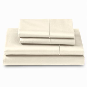 400 Thread Count Solid Sateen Sheet Set - Queen/Ivory