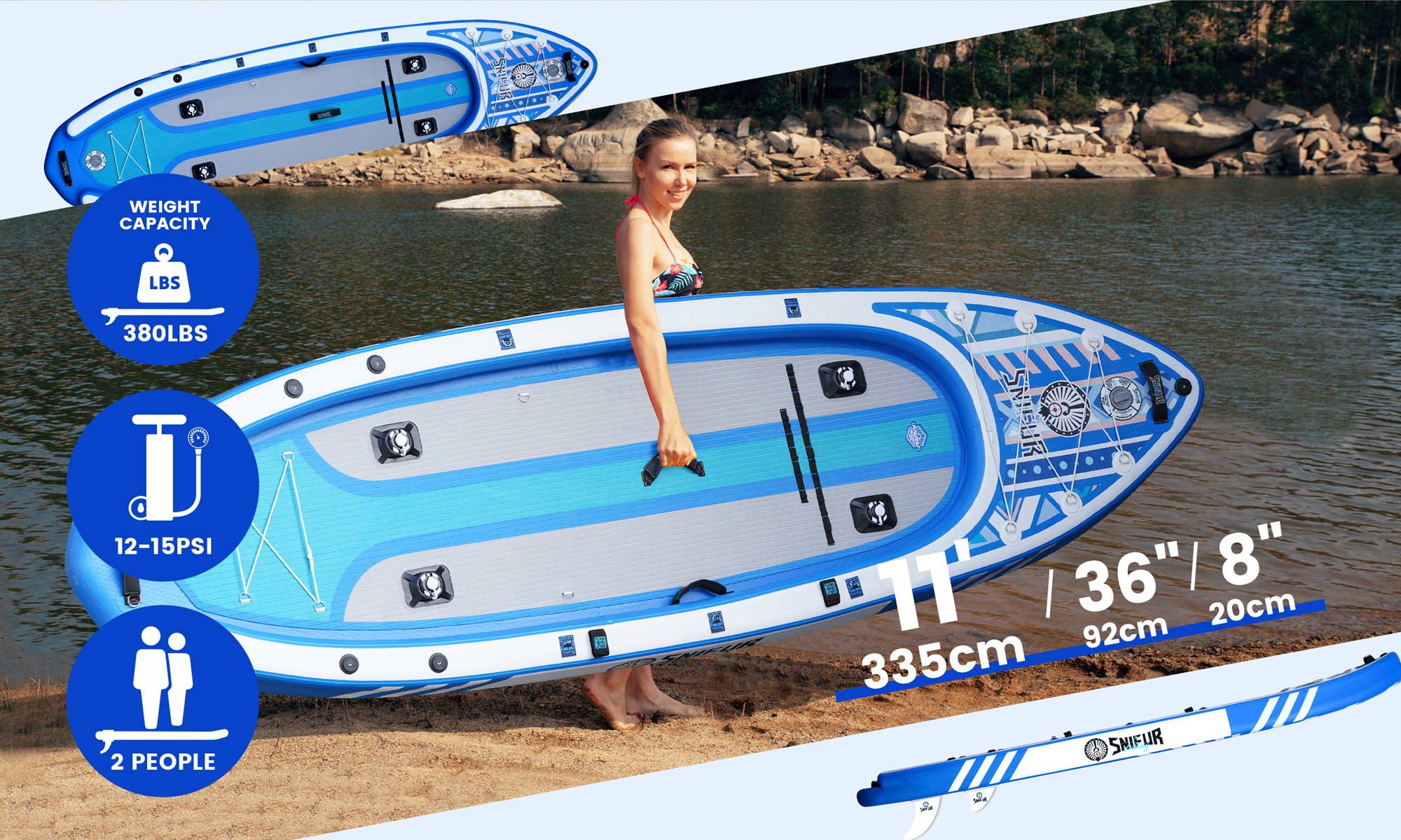 The parameters of SNIFUR inflatable fishing kayak is nice, making it a reliable choic for water adventure