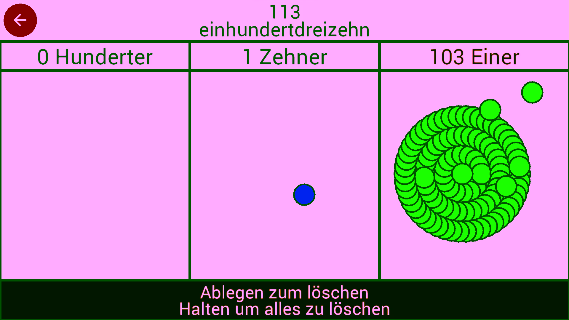*Stellenwerttafel Plus* decimal mode with overflow screenshot