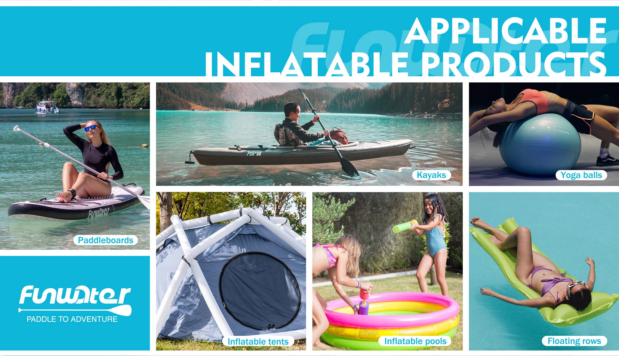 The Funwater inflatable/deflatable electric pump can be used in many products like the paddle board or kayaks