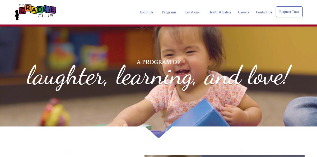Screenshot of The Cradle Club, from the childcare & daycare websites collection.