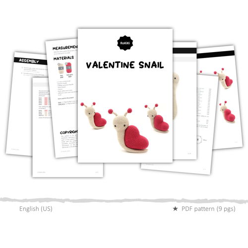 Valentine Snail, Crochet Pattern, Amigurumi