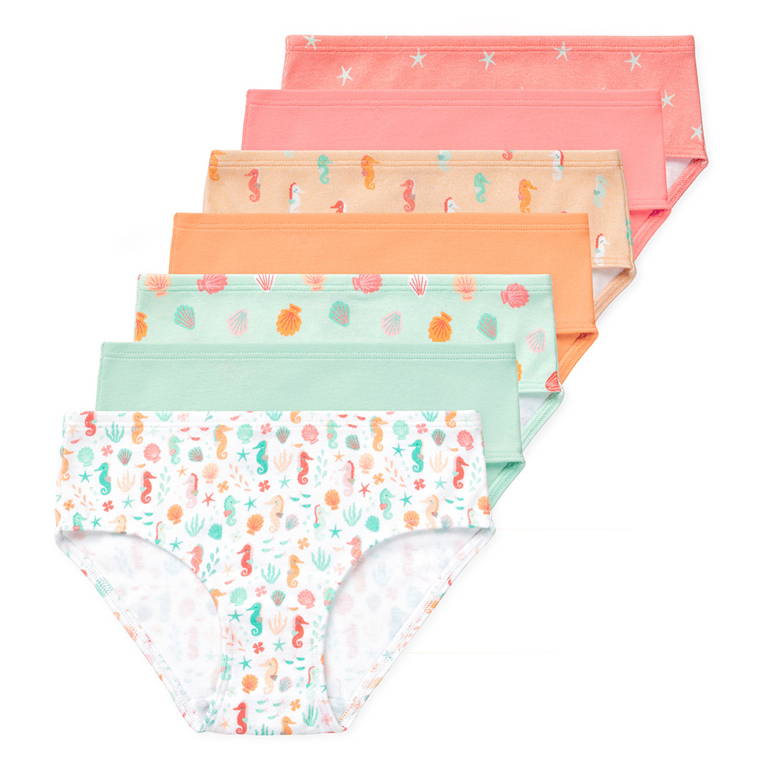 Gracie Girls Organic Cotton Briefs (7-Pack) - Seahorse