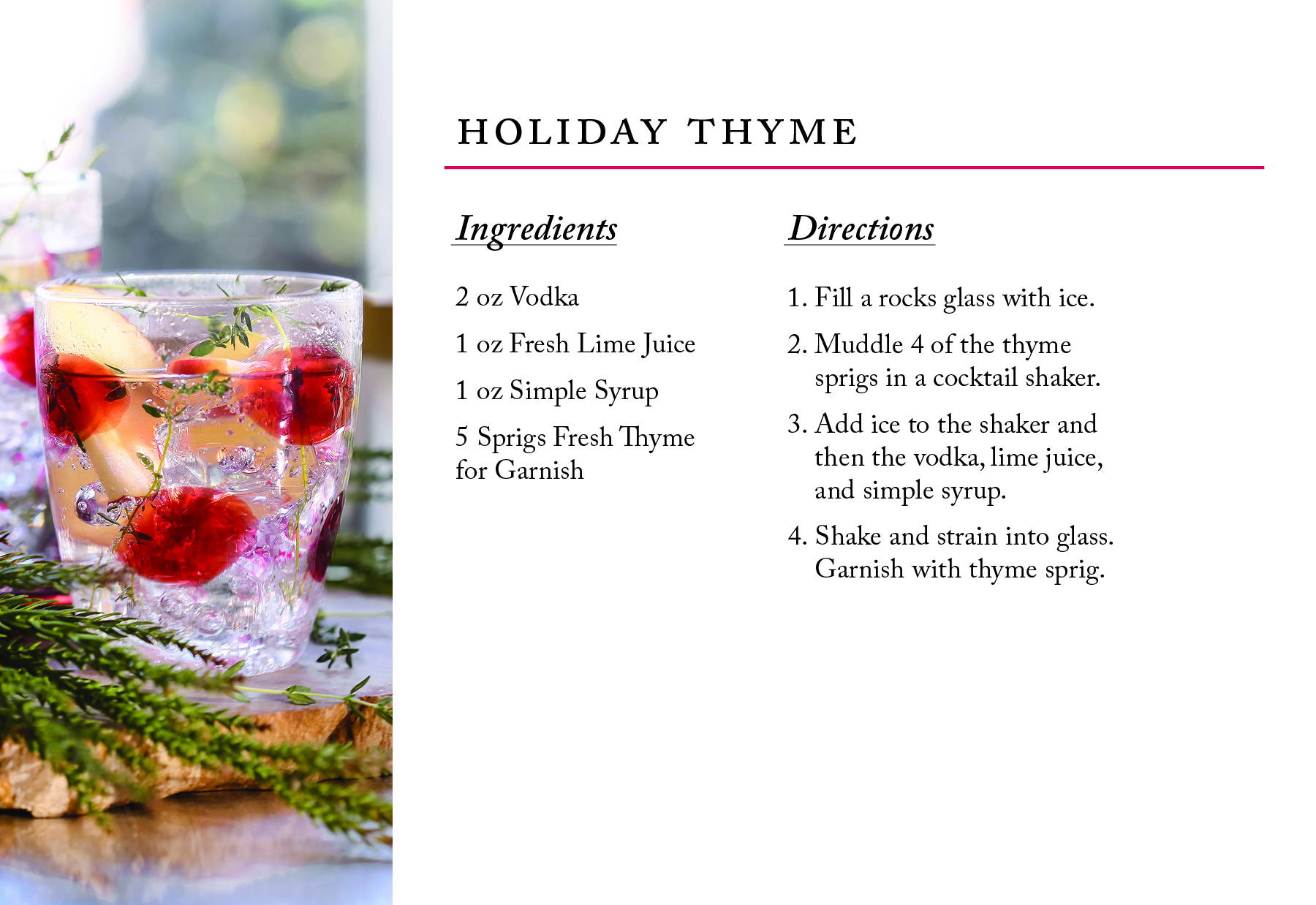 Holiday Thyme Cocktail Recipe