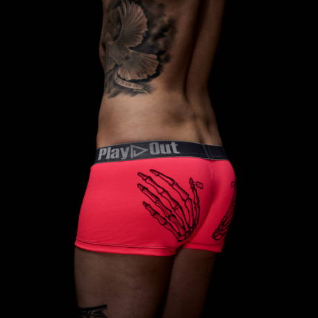 Zoe Bean skeleton hand sketch hot pink trunks underwear