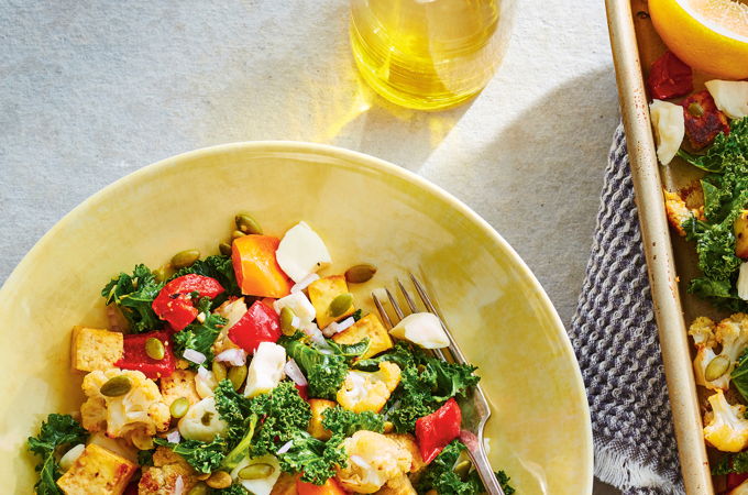 Bell Pepper and Cauliflower Salad with Tofu and Cheese Curds