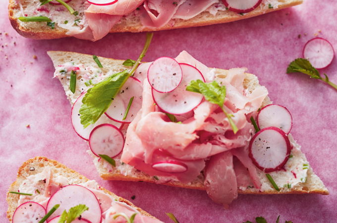 Tartines jambon et beurre aux radis