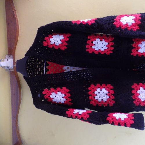 Granny square kaleidoscope crochet cardigan pattern