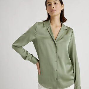 Washable Stretch Silk Notch Collar Blouse | Quince - Size S