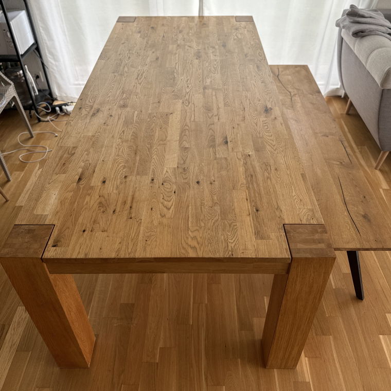 Massiv Holztisch mit Holzsitzbank Set