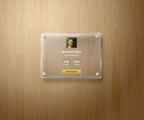 Стеклянная табличка (рамка) в послойном psd