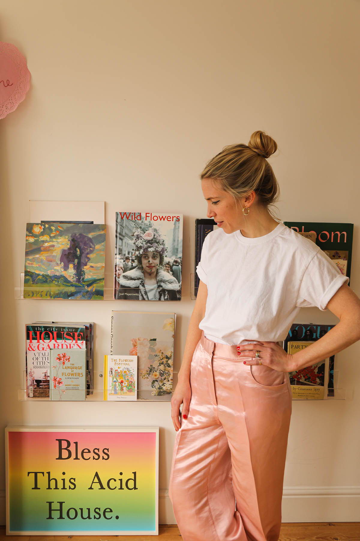 Cressida Jamieson wears Yolke Silk Linen Cropped Trousers