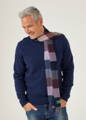 block check cashmere scarf over wool jumper 