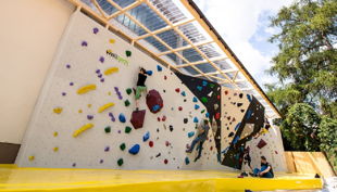 der steinbock boulderwand außen