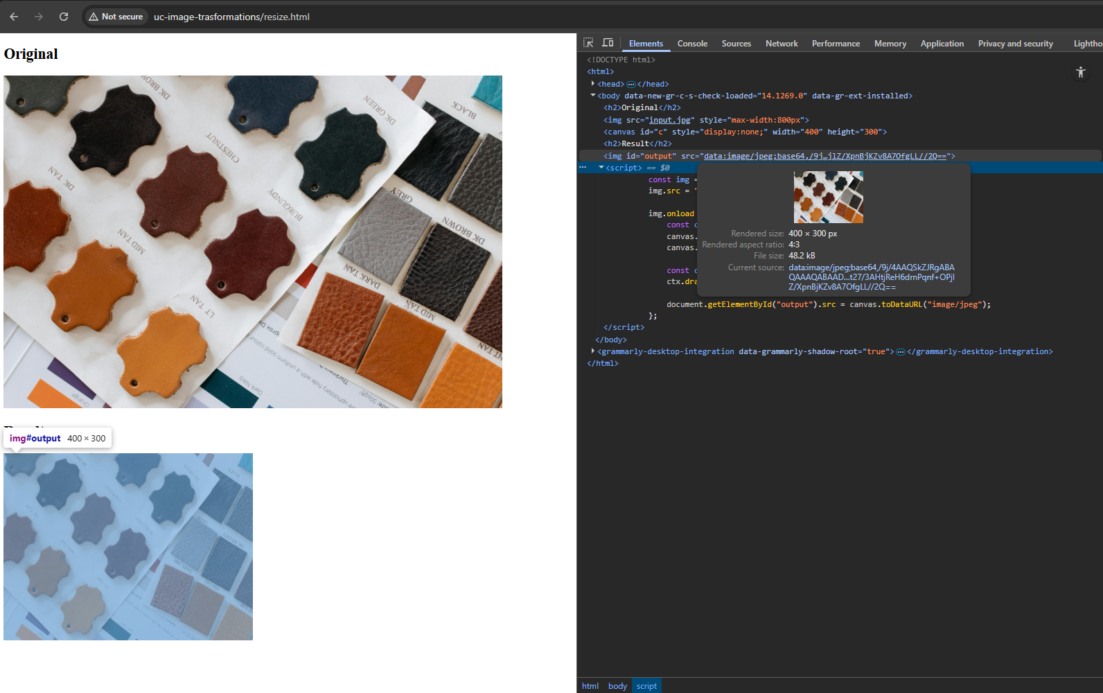 Image resizing using HTML5 Canvas and JavaScript