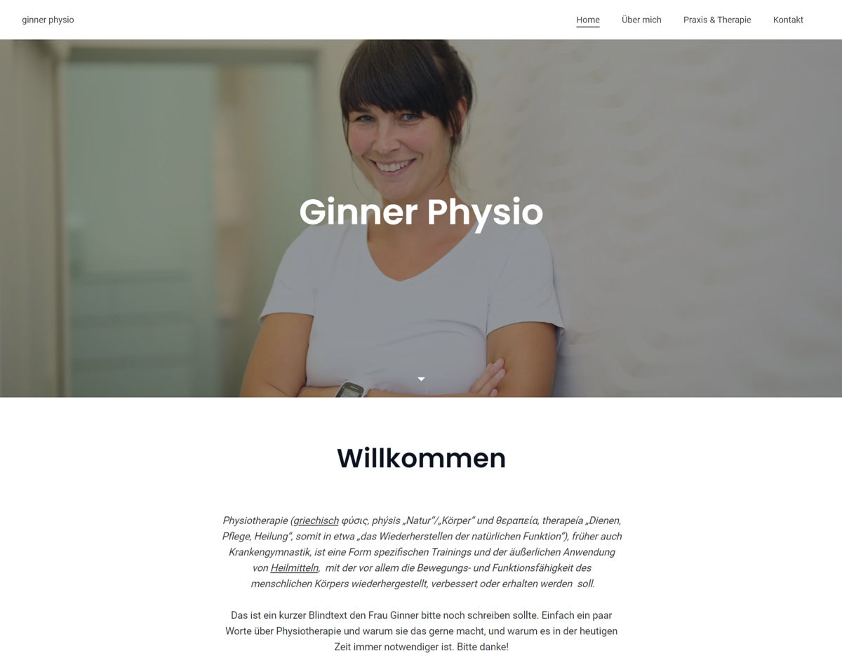 Screenshot of ginner physio, from the jimdo websites collection.