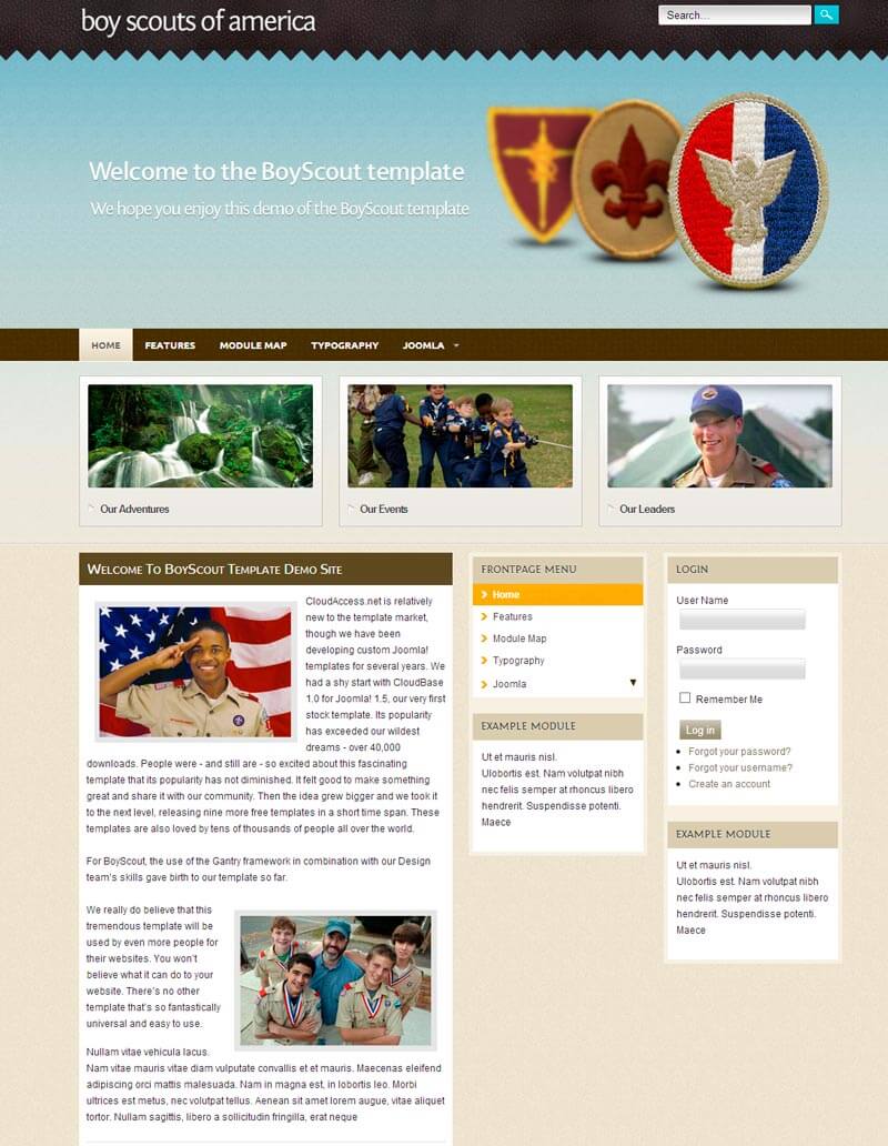 BoyScout - шаблон для CMS Joomla