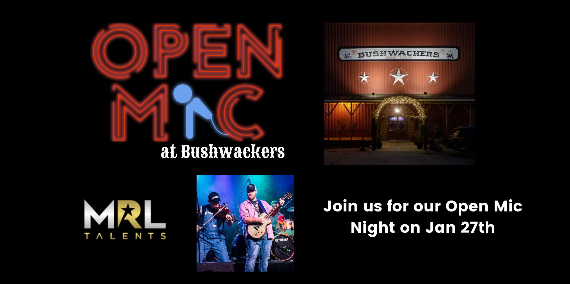 Open Mic Night at Bushwackers! promotional image
