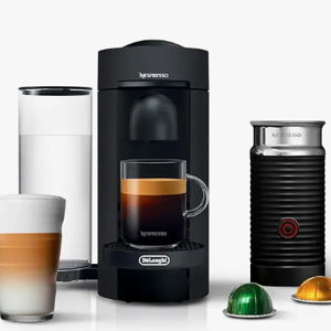 Nespresso VertuoPlus Deluxe Coffee and Espresso Machine by De'Longhi with Milk Frother, 4 Cups, Piano Black