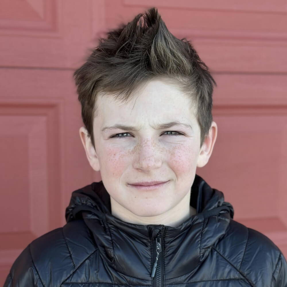 Landon on a black jacket