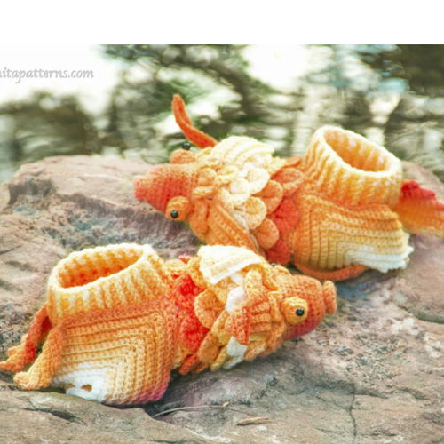 Crocodile Stitch Goldfish Booties (Baby Sizes)