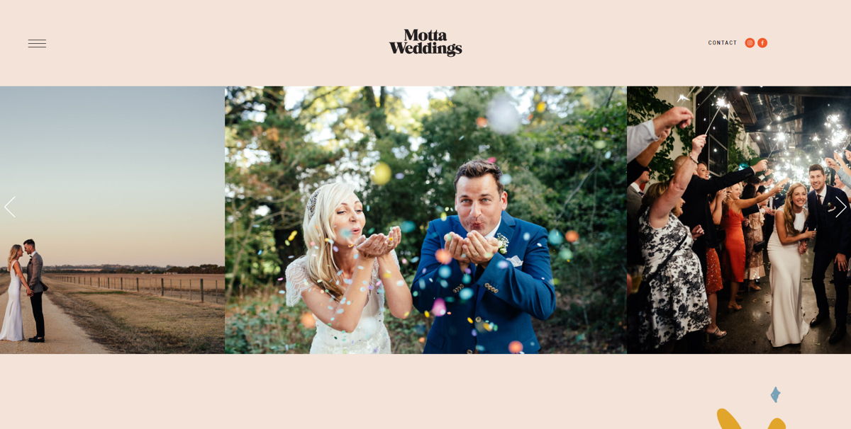 Screenshot of Motta Weddings, from the wedding photography websites collection.