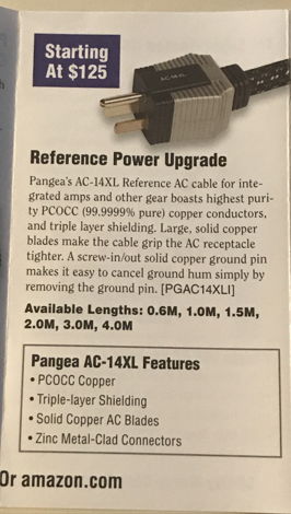 Pangea Audio AC 9 Power Cord