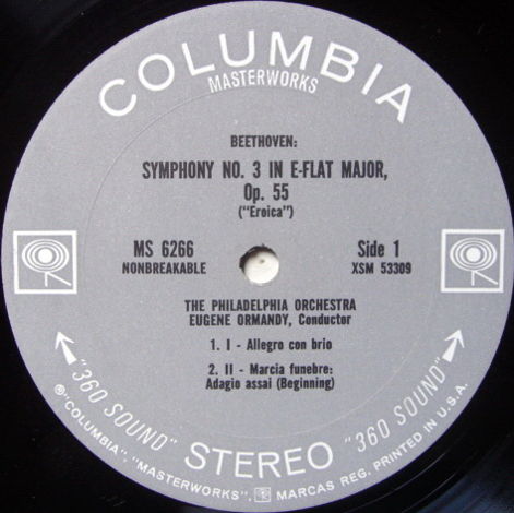 Columbia 2-EYE / EUGENE ORMANDY, - Beethoven Symphony N...