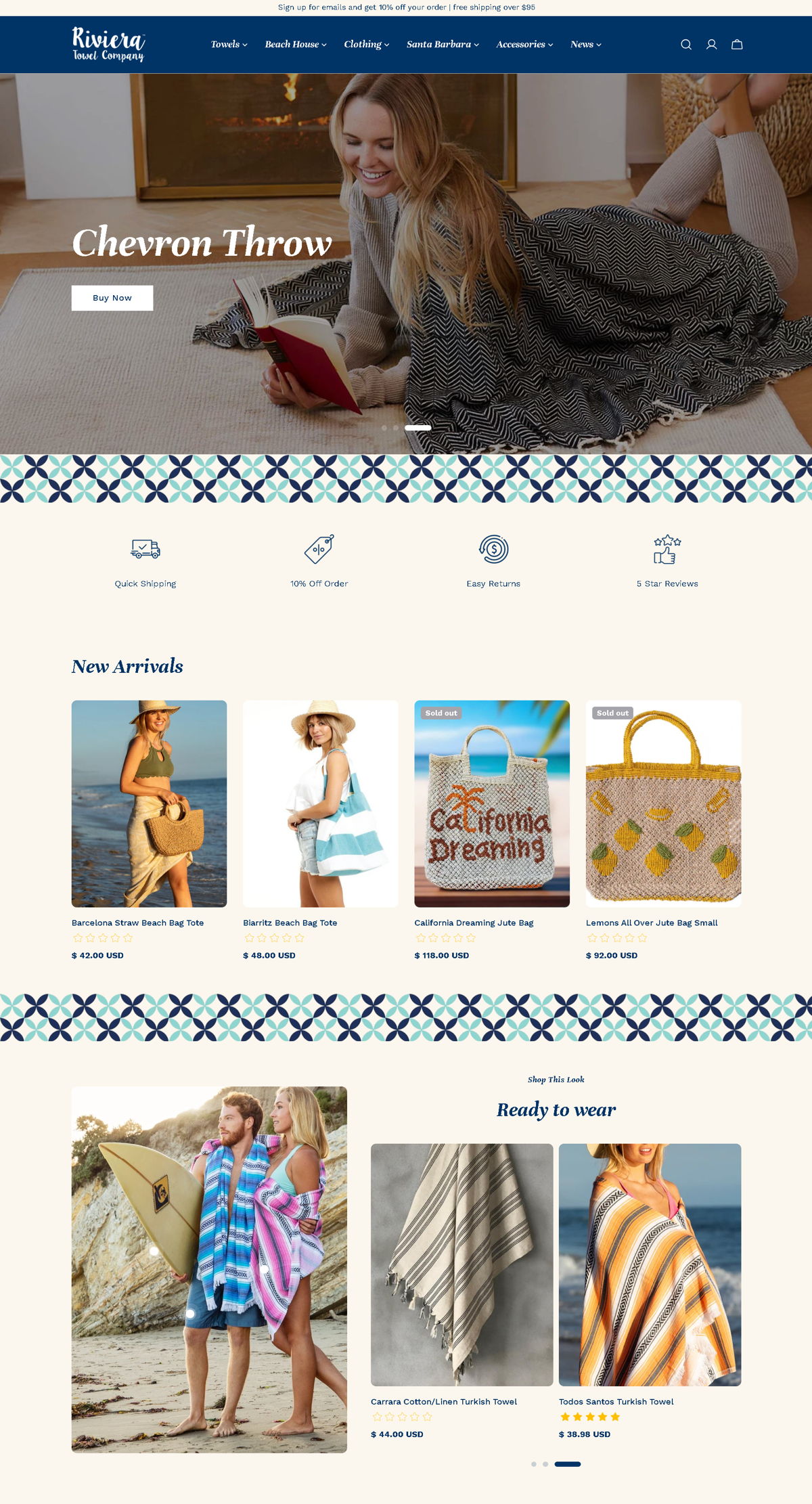 Screenshot of Turkish Towels, from the homepage examples collection.