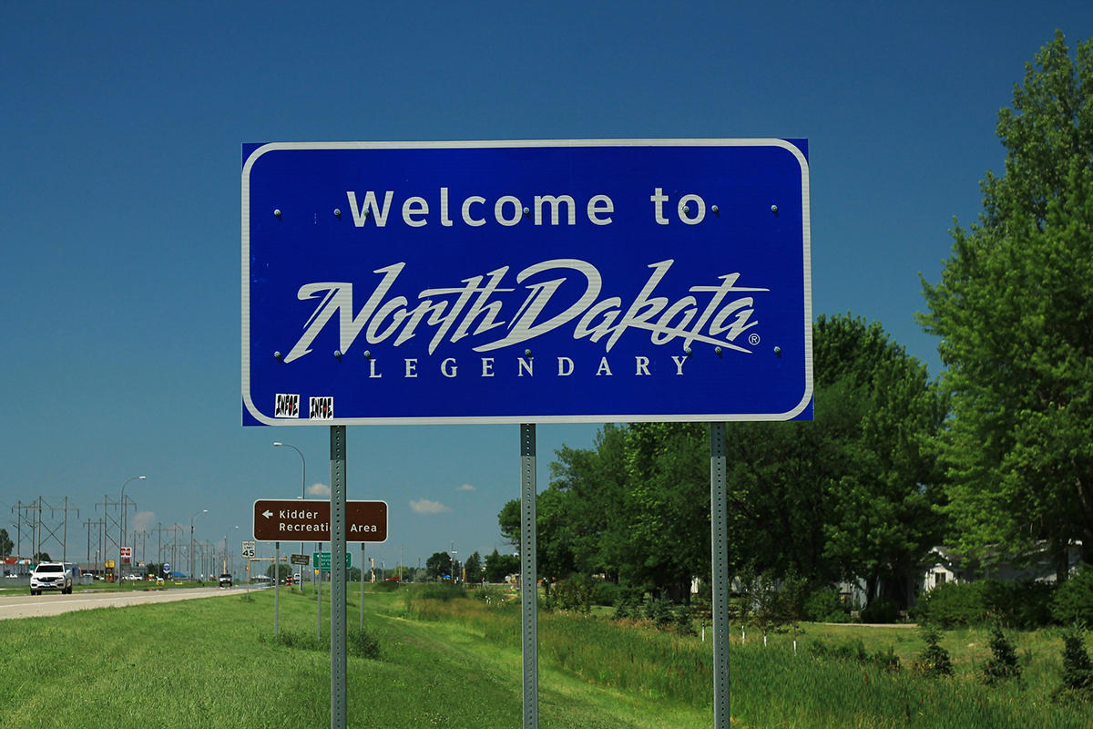 welcome to north dakota sign
