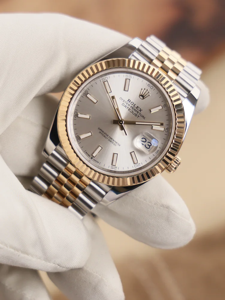 Gold/Steel Jubilee Bracelet Silver Index Dial