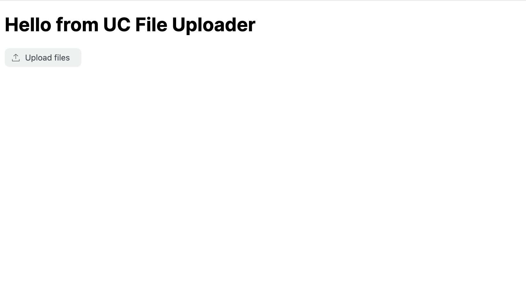 Landing page with File Uploader component
