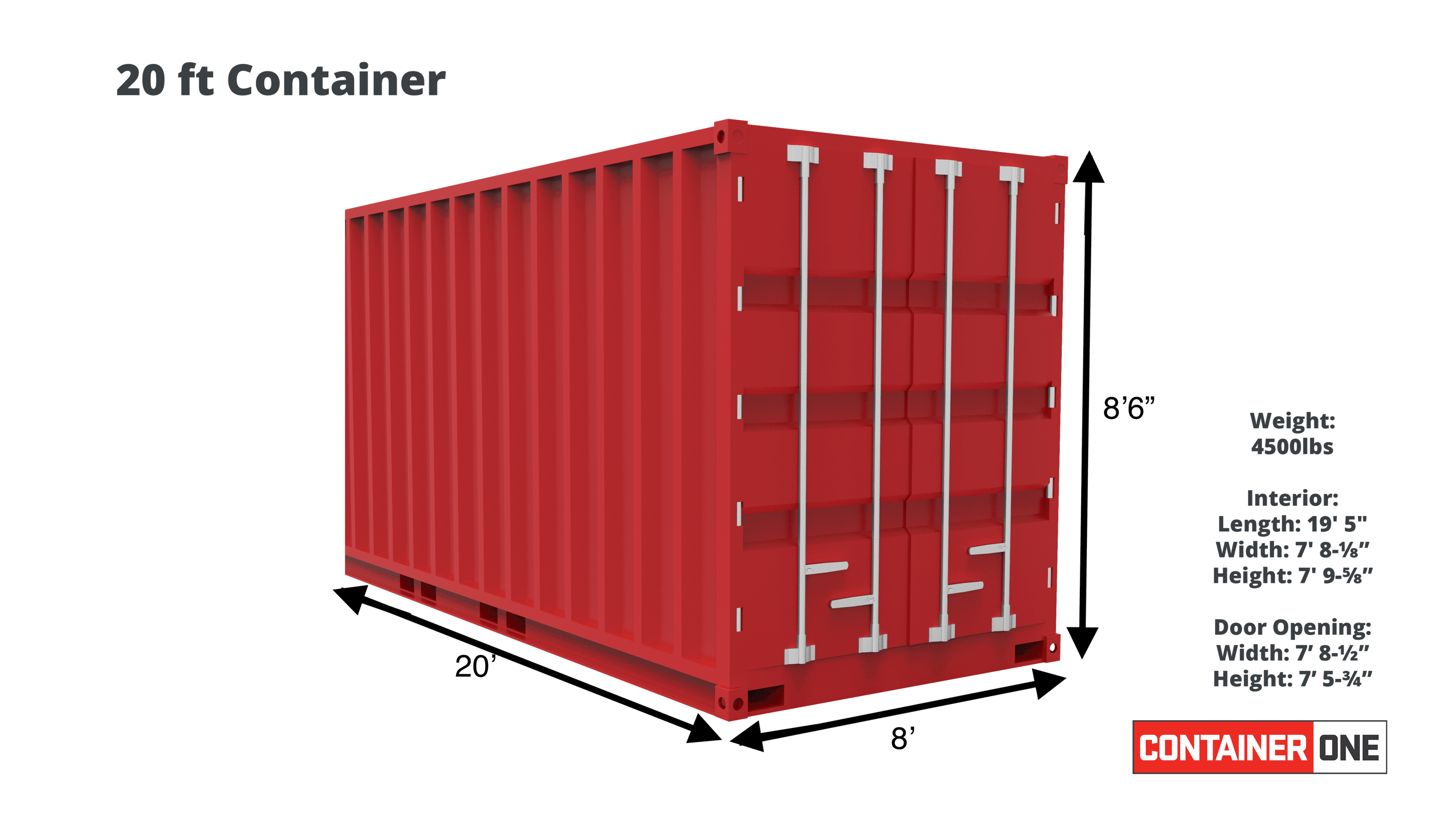 20 Foot Standard Portable Storage Containers