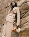 Model holding NOIRANCA handbag Patti in Brown