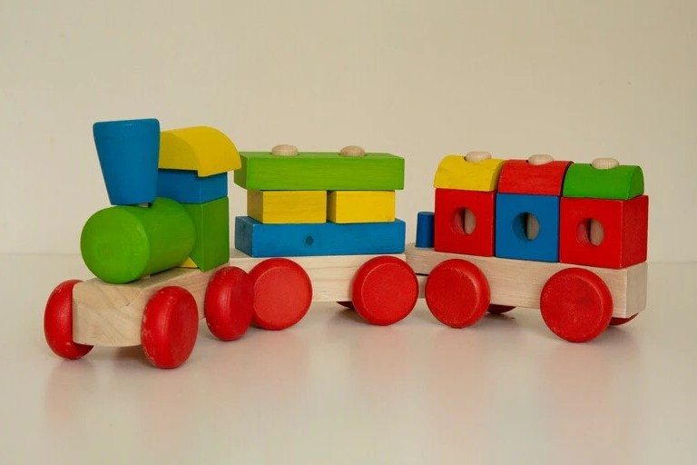 Train 3 section puzzle blocks wooden train - Image 7